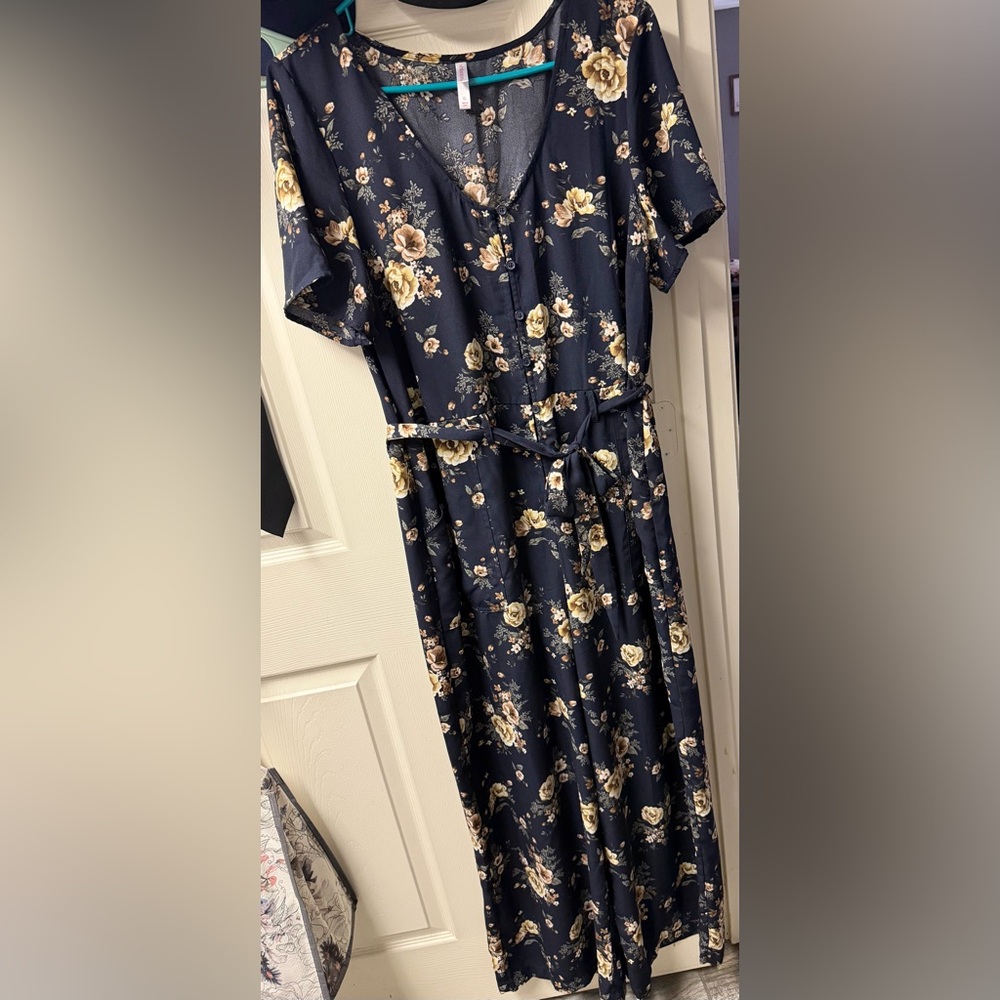 Xhilaration Navy Floral Jumpsuit